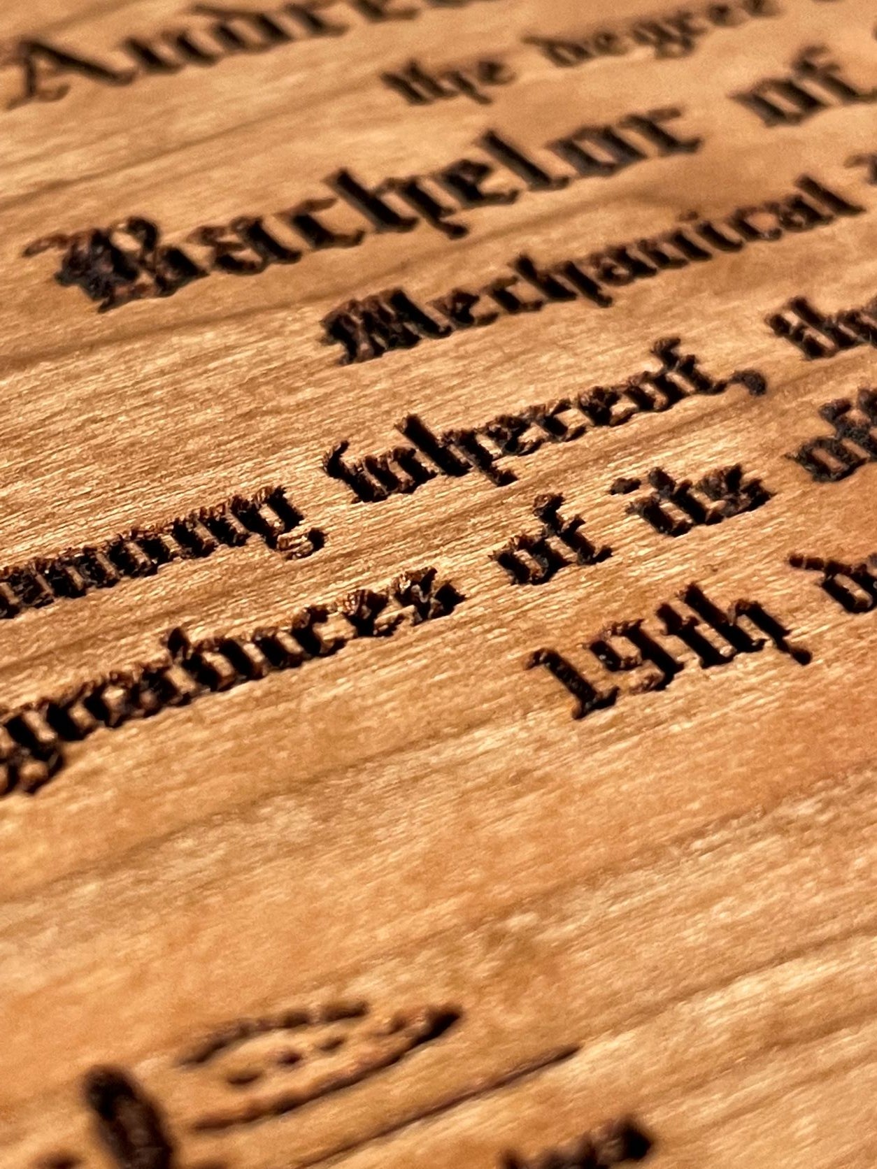 Custom Engraved Cherry Certificate (9.5" x 12")