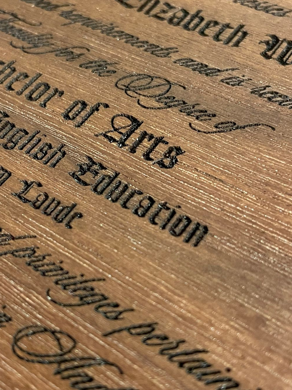 Custom Engraved Walnut Certificate (14" x 17")